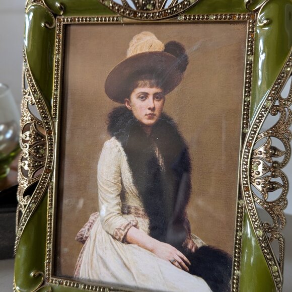 Belle Maison Decorative Jewels Enamel Picture Frame 5x7-Green - Picture 2 of 3